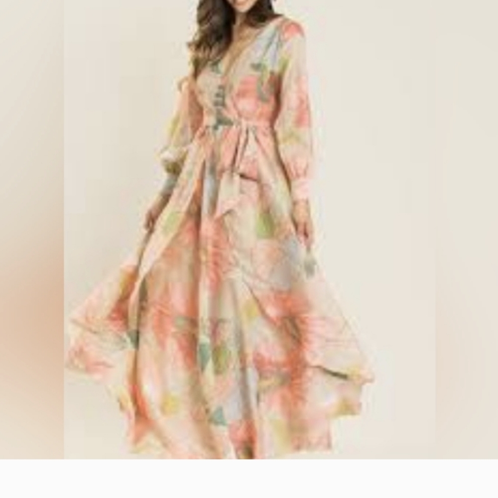 EUC Xtaren chiffon floral maxi dress 2X - Picture 8 of 9